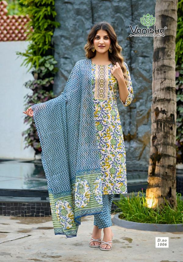 Vaniska Trendy Cotton Vol 1 Embroidery Work With Printed Readymade Collection